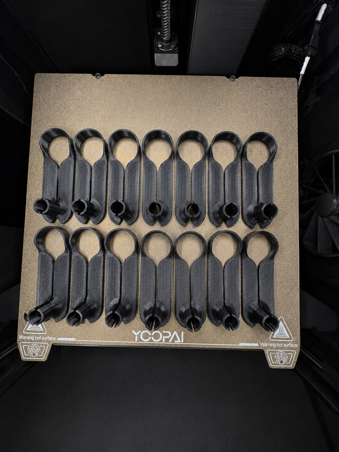 5/16" fuel line disconnect tool arranged on a 3D printer build plate